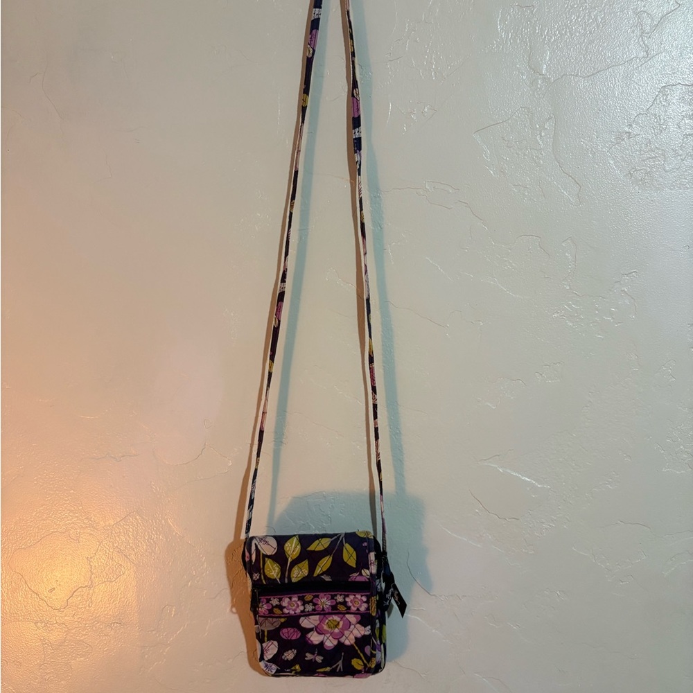 Vera Bradley Navy Blue and Purple Floral Crossbody Bag